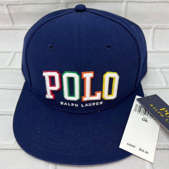 Polo Ralph Lauren‎ Embroidered Logo Hat Snapback Cap Blue New Men - Picture 1 of 7